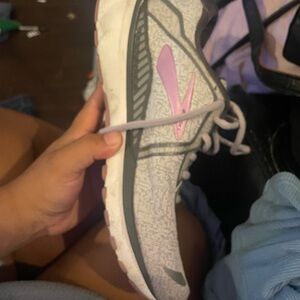Gray and Pink Athletic Shoe